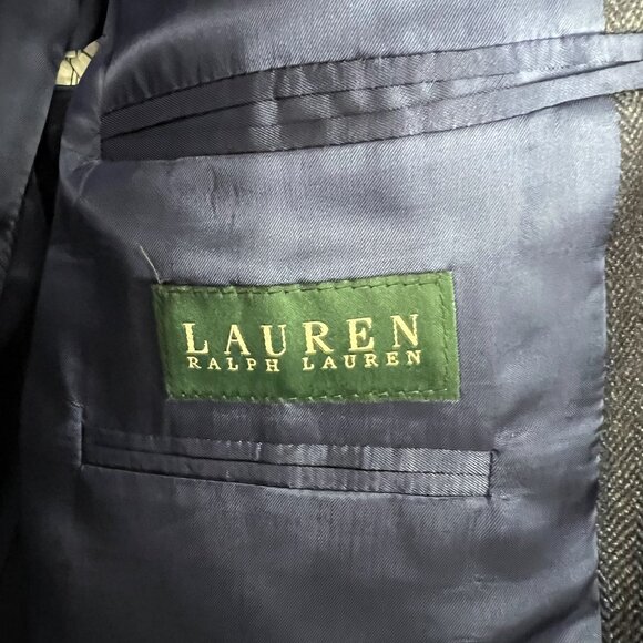 Lauren Ralph Lauren lambs wool blue chevron single-breasted blazer suit jacket - Picture 9 of 13